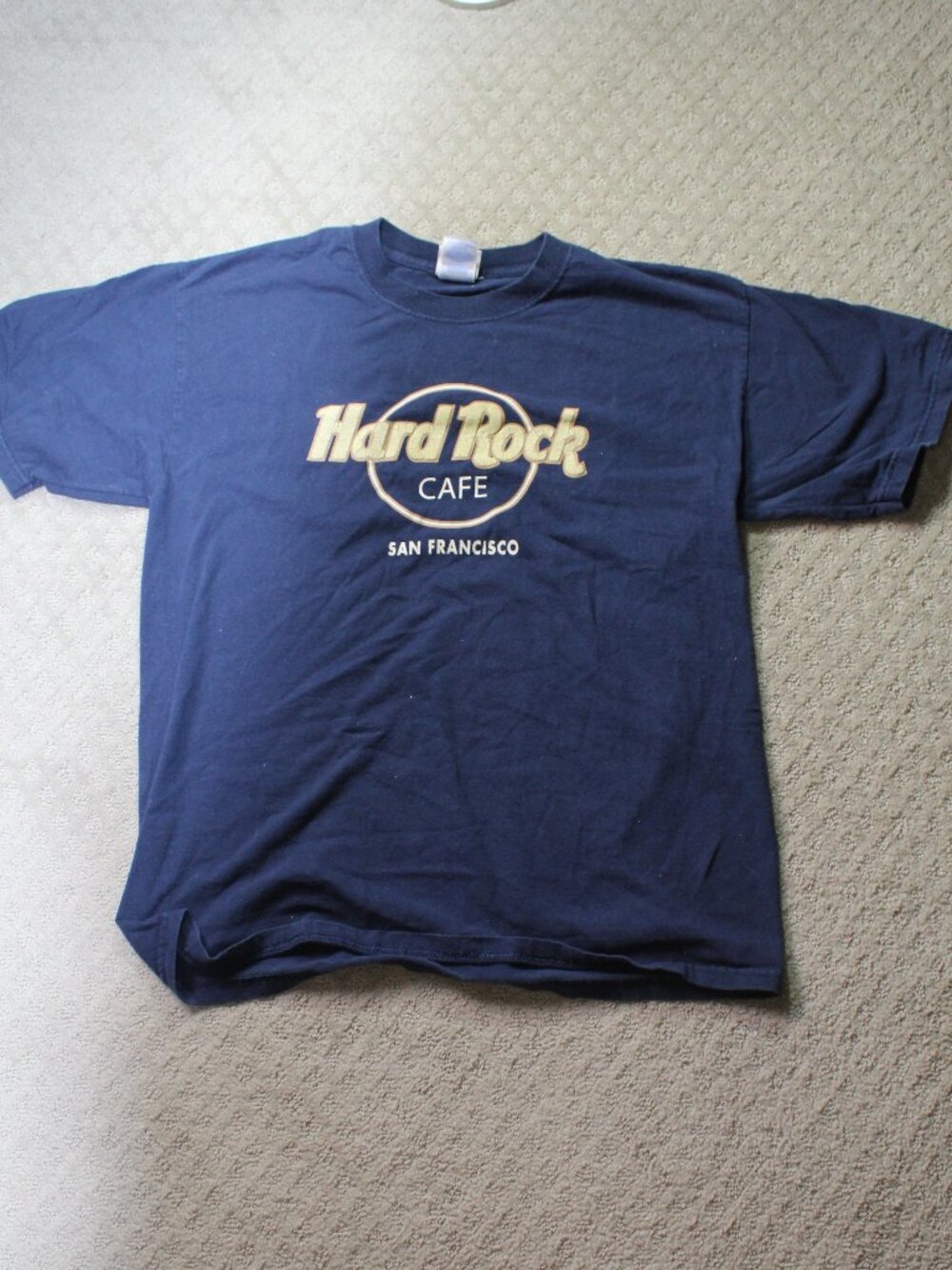 Vintage Hard Rock Cafe San Francisco Logo Shirt Size L Blue !00% Cotton T-Shirt